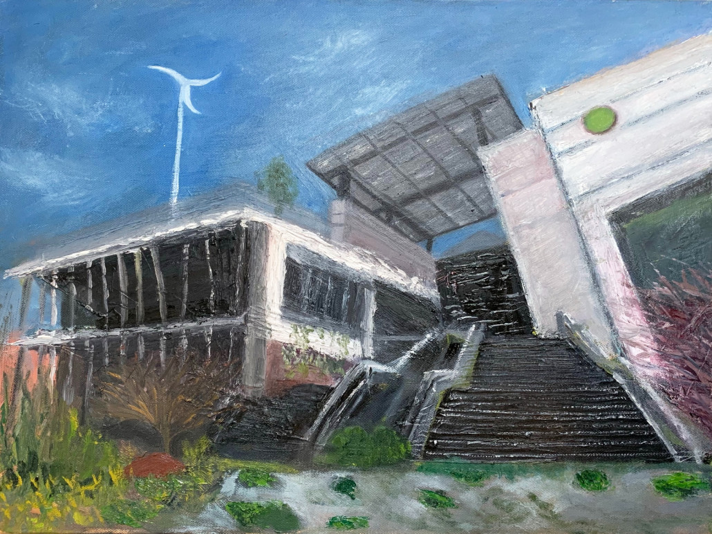 An oil painting of O’right Green Headquarters by Wu Sui-fen