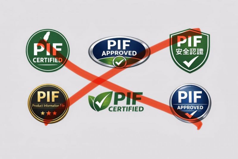 市場上出現各式「PIF標章」,但台灣政府從未設計任何官方PIF認證圖像,也從未授權任何企業使用